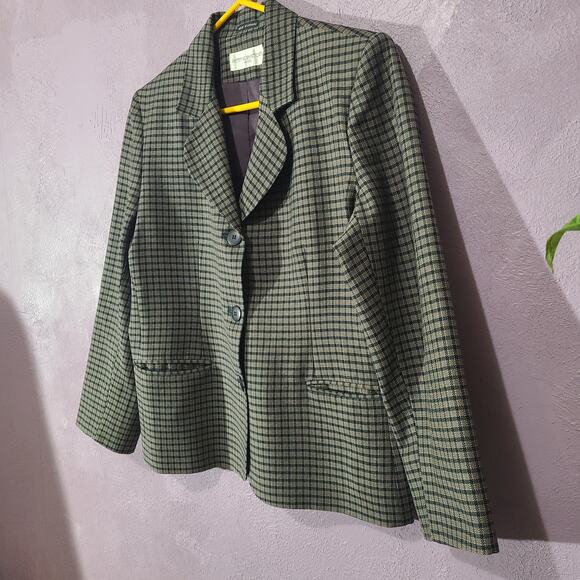 Vintage Petite Sophisticate Plaid 100% Wool Blazer Jacket Fitted Women's 12 - Picture 4 of 10